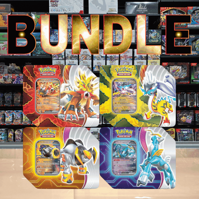 Pokmon TCG: Paradox Destinies Tin (Set of 4) Smoke and Mirrors Hobby Pokmon TCG: Paradox Destinies Tin (Set of 4) Smoke and Mirrors Hobby