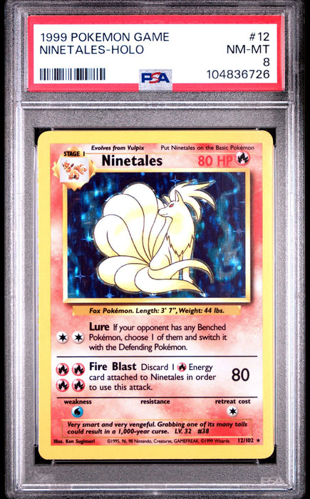 NINETALES-HOLO 1999 POKEMON GAME PSA NM-MT 8