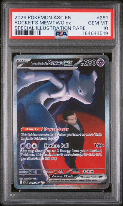 ROCKET'S MEWTWO ex SPECIAL ILLUSTRATION RARE 2026 POKEMON ASC EN-ASCENDED HEROES PSA GEM MT 10