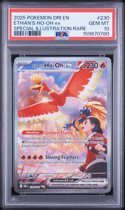 ETHAN'S HO-OH ex SPECIAL ILLUSTRATION RARE 2025 POKEMON DRI EN-DESTINED RIVALS PSA GEM MT 10