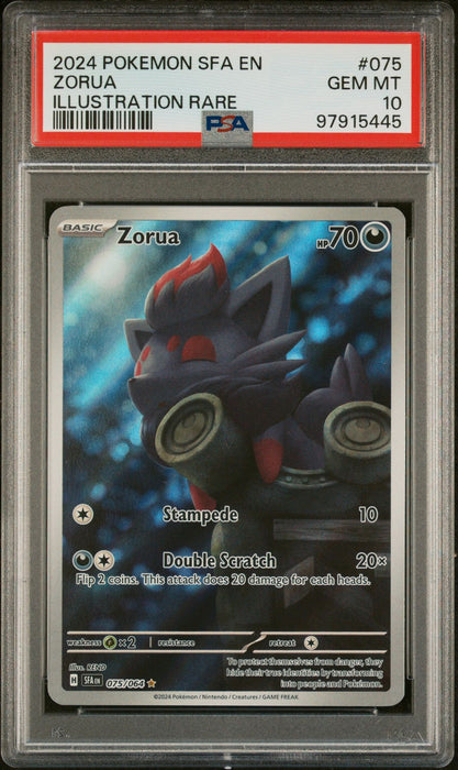 ZORUA ILLUSTRATION RARE 2024 POKEMON SFA EN-SHROUDED FABLE PSA GEM MT 10