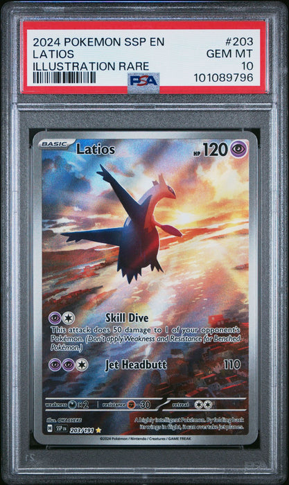 LATIOS ILLUSTRATION RARE 2024 POKEMON SSP EN-SURGING SPARKS PSA GEM MT 10