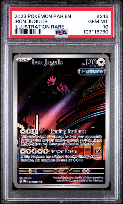 IRON JUGULIS ILLUSTRATION RARE 2023 POKEMON PAR EN-PARADOX RIFT PSA GEM MT 10