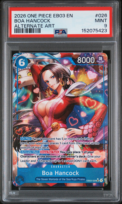 BOA HANCOCK ALTERNATE ART 2026 ONE PIECE EB03-EXTRA BOOSTER -ONE PIECE HEROINES EDITION- PSA MINT 9