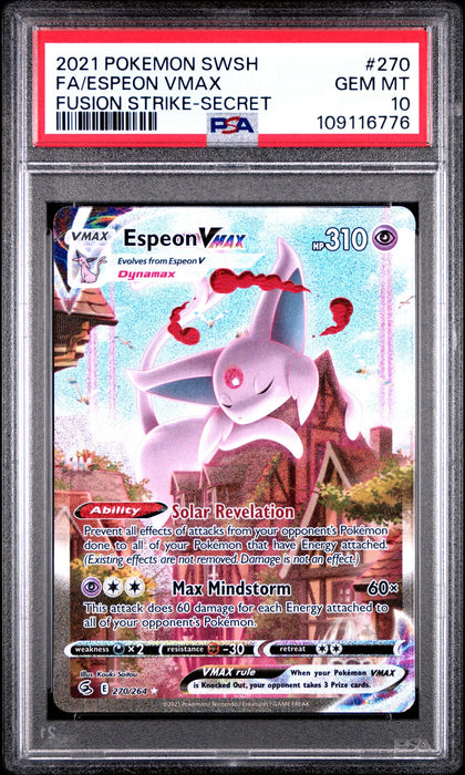 FA/ESPEON VMAX FUSION STRIKE-SECRET 2021 POKEMON SWORD & SHIELD FUSION STRIKE PSA GEM MT 10