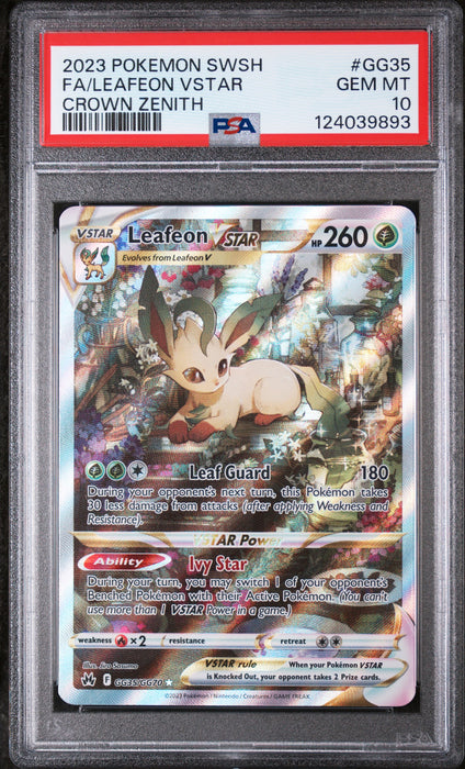 FA/LEAFEON VSTAR CROWN ZENITH 2023 POKEMON SWORD AND SHIELD CROWN ZENITH PSA GEM MT 10