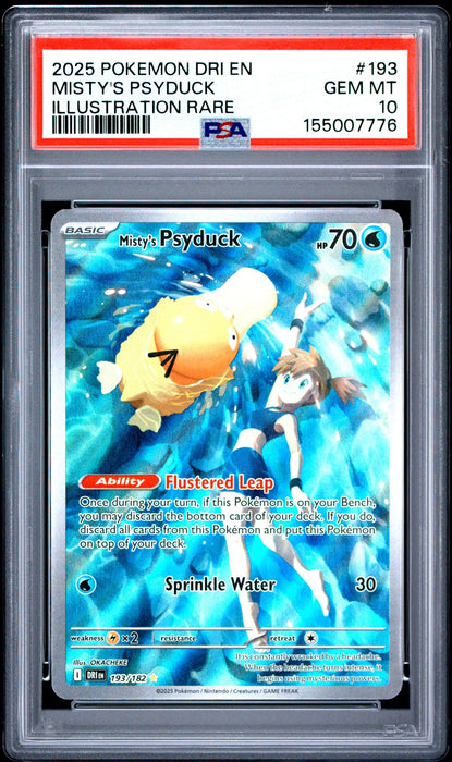 MISTY'S PSYDUCK ILLUSTRATION RARE 2025 POKEMON DRI EN-DESTINED RIVALS PSA GEM MT 10