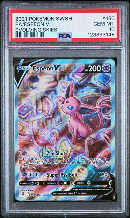 FA/ESPEON V EVOLVING SKIES 2021 POKEMON SWORD & SHIELD EVOLVING SKIES PSA GEM MT 10