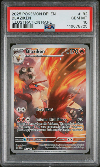 BLAZIKEN ILLUSTRATION RARE 2025 POKEMON DRI EN-DESTINED RIVALS PSA GEM MT 10