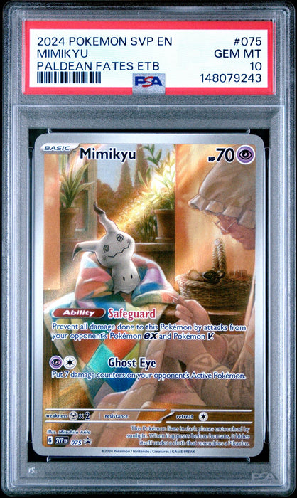 MIMIKYU PALDEAN FATES ETB 2024 POKEMON SVP EN-SV BLACK STAR PROMO PSA GEM MT 10