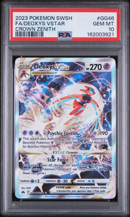 FA/DEOXYS VSTAR CROWN ZENITH 2023 POKEMON SWORD AND SHIELD CROWN ZENITH PSA GEM MT 10