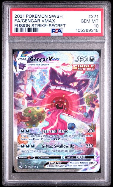 #271 GENGAR VMAX FA FUSION STRIKE-SECRET 2021 POKEMON SWORD & SHIELD FUSION STRIKE PSA 10