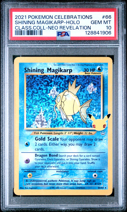 SHINING MAGIKARP-HOLO CLASS.COLL-NEO REVELATION 2021 POKEMON CELEBRATIONS CLASSIC COLLECTION PSA GEM MT 10