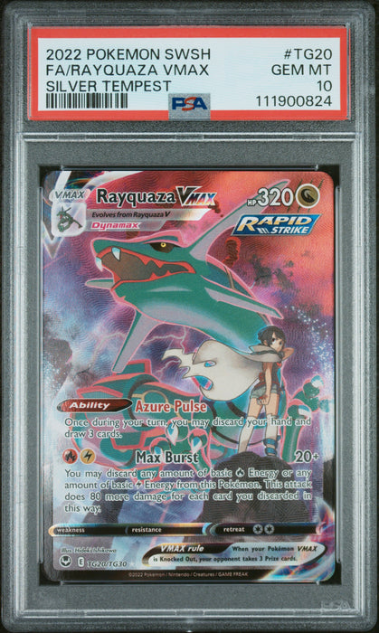 FA/RAYQUAZA VMAX SILVER TEMPEST 2022 POKEMON SWORD & SHIELD SILVER TEMPEST PSA GEM MT 10