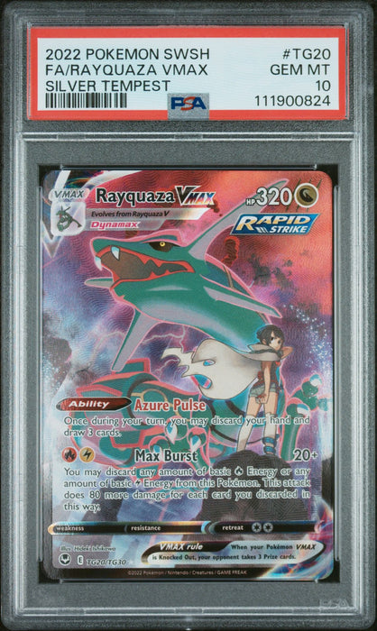 FA/RAYQUAZA VMAX SILVER TEMPEST 2022 POKEMON SWORD & SHIELD SILVER TEMPEST PSA GEM MT 10