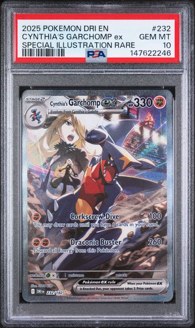 2025 POKEMON DRI EN-DESTINED RIVALS #232 CYNTHIA'S GARCHOMP ex SPECIAL ILLUSTRATION RARE PSA 10