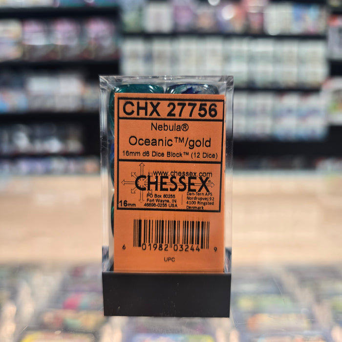 Chessex: Nebula - Luminary - 16mm D6 36PC Dice Block (Oceanic & Gold)