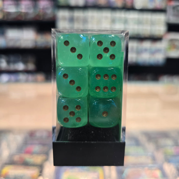 Chessex: Borealis - Luminary - 16mm D6 36PC Dice Block (Light Green & Gold)