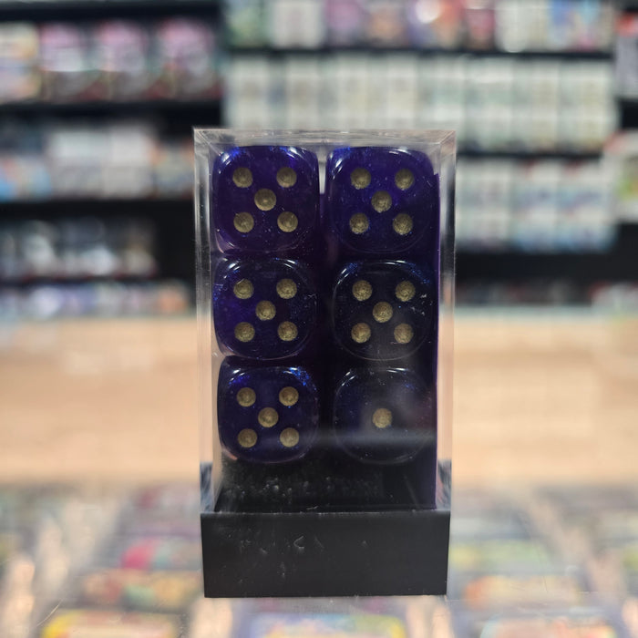 Chessex: Borealis - Luminary - 16mm D6 36PC Dice Block (Royal Purple & Gold)