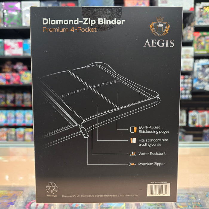 Aegis: 4-Pocket Diamond-Zip Binder (Black)