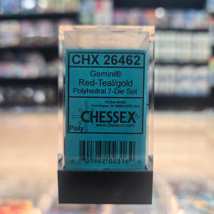 Chessex: Poly Dice Set - Gemini 7PC (Red-Teal & Gold)