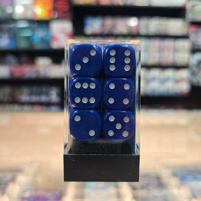 Chessex: Opaque - 16mm D6 12PC Dice Block (Blue & White)
