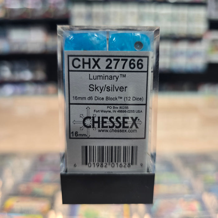 Chessex: Luminary - 16mm D6 36PC Dice Block (Sky & Silver)