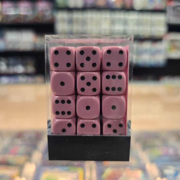Chessex: Opaque - 12mm D6 36PC Dice Block (Pastel Pink & Black)