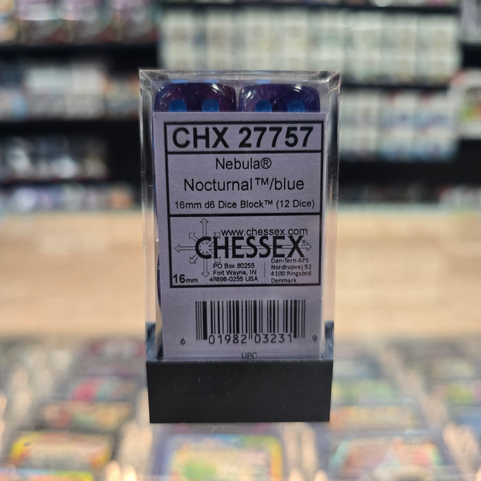 Chessex: Nebula - Luminary - 16mm D6 36PC Dice Block (Nocturnal & Blue)