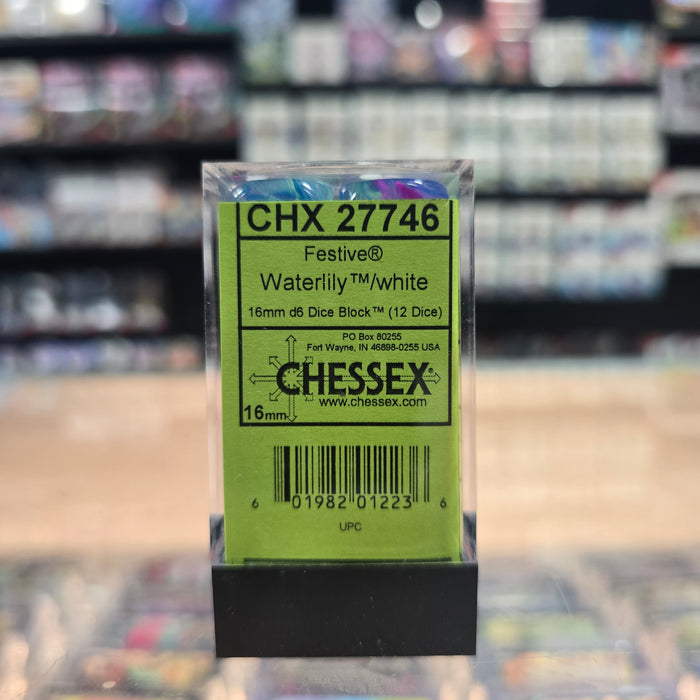 Chessex: Festive - 16mm D6 36PC Dice Block (Waterlily & White)