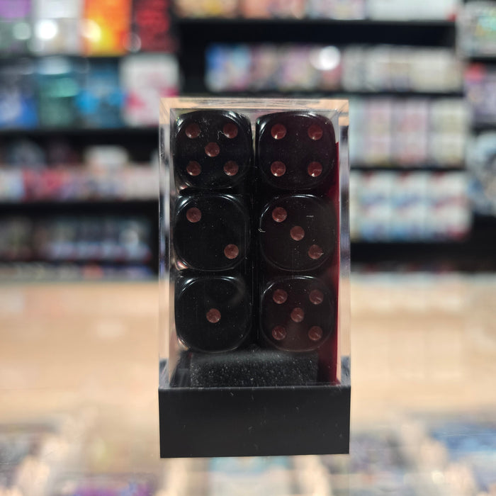 Chessex: Opaque - 16mm D6 12PC Dice Block (Black & Red)