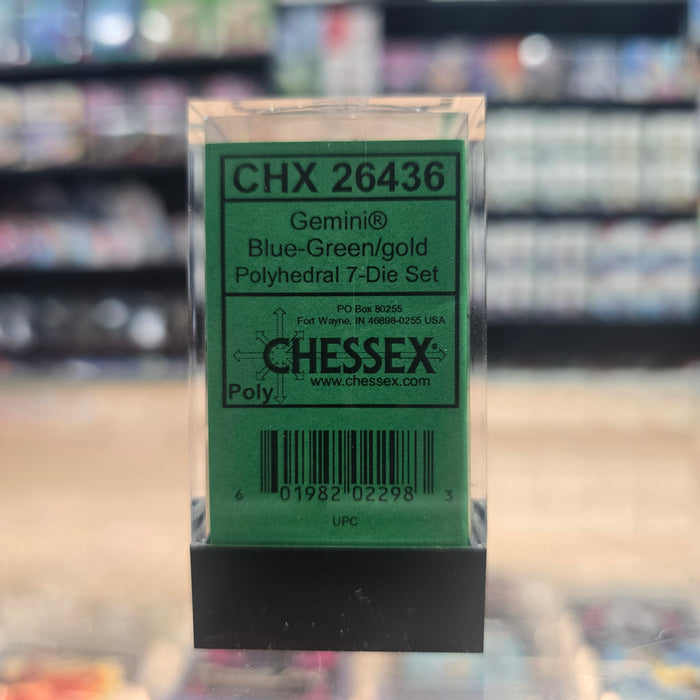 Chessex: Poly Dice Set - Gemini 7PC (Blue-Green & Gold)