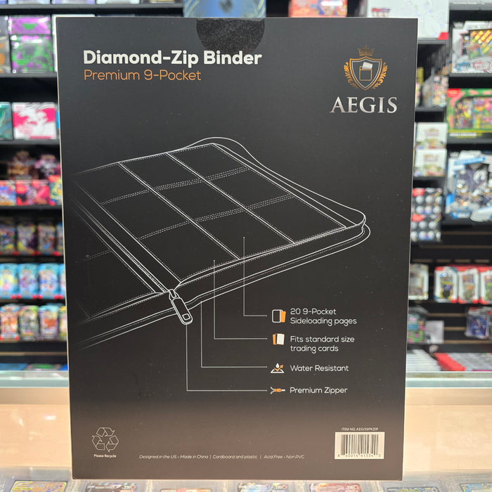 Aegis: 9-Pocket Diamond-Zip Binder (Black)
