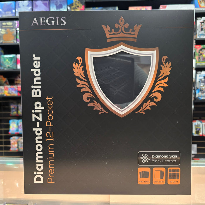 Aegis: 12-Pocket Diamond-Zip Binder (Black)