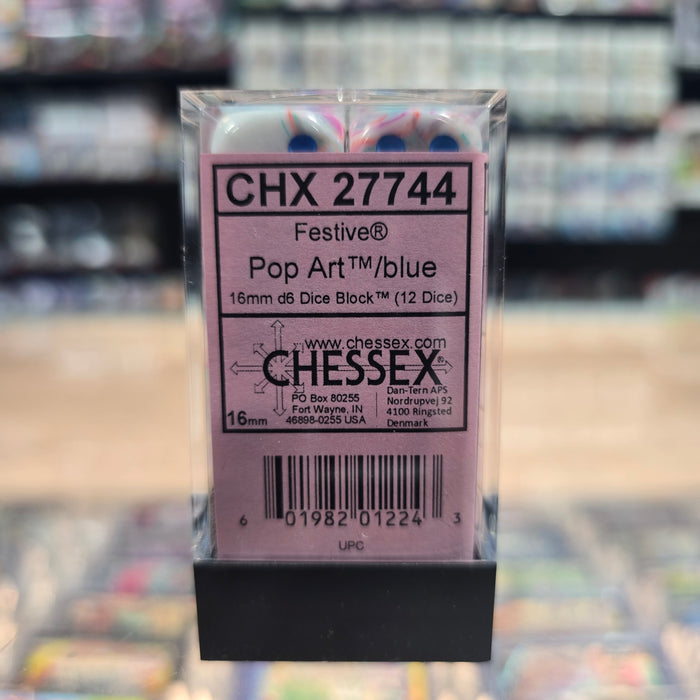 Chessex: Festive - 16mm D6 36PC Dice Block (Pop Art & Blue)