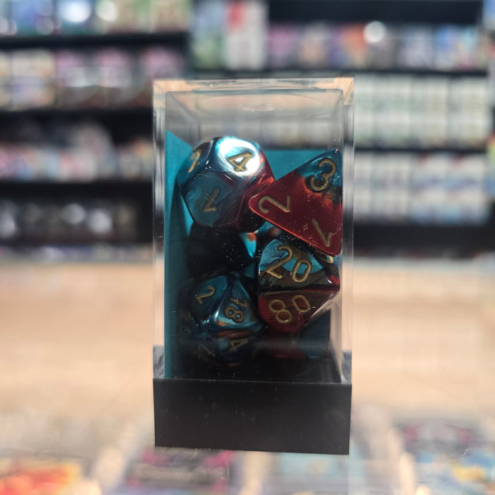 Chessex: Poly Dice Set - Gemini 7PC (Red-Teal & Gold)