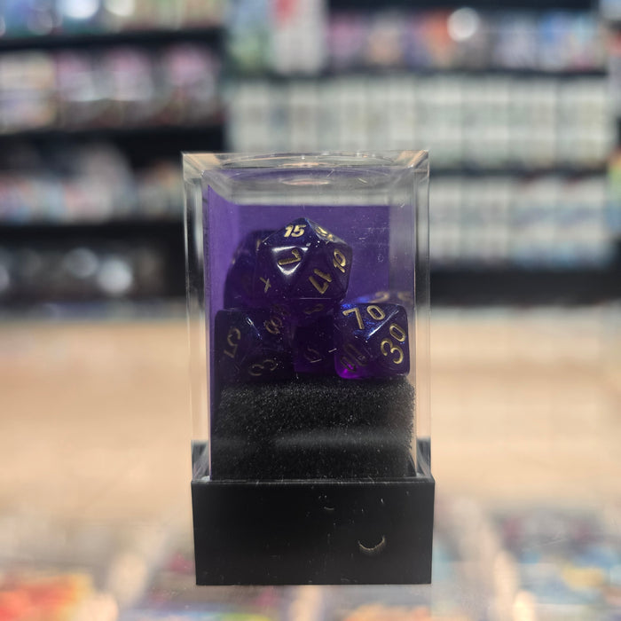 Chessex: Poly Dice Set - Borealis Mini 7PC Luminary (Royal Purple & Gold)