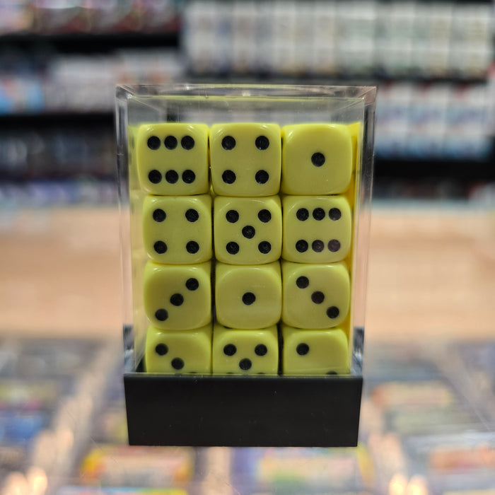 Chessex: Opaque - 12mm D6 36PC Dice Block (Pastel Yellow & Black)