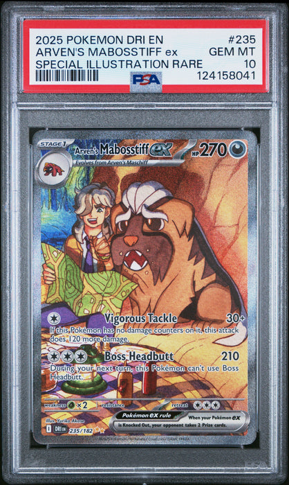 ARVEN'S MABOSSTIFF ex SPECIAL ILLUSTRATION RARE 2025 POKEMON DRI EN-DESTINED RIVALS PSA GEM MT 10