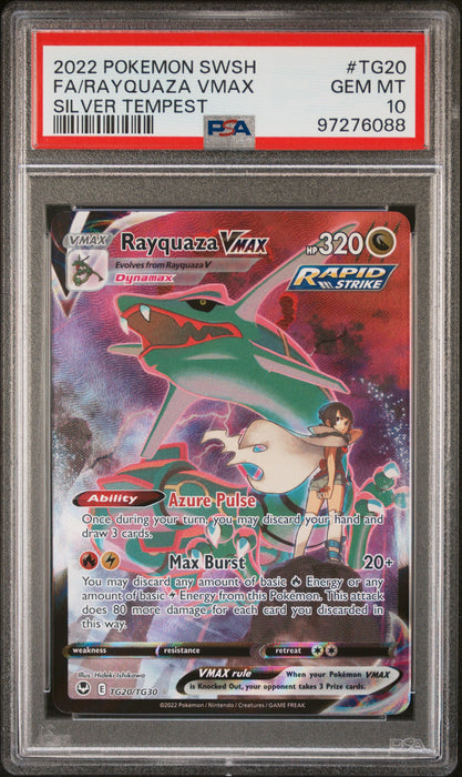 FA/RAYQUAZA VMAX SILVER TEMPEST 2022 POKEMON SWORD & SHIELD SILVER TEMPEST PSA GEM MT 10