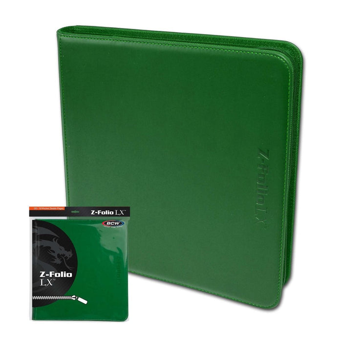 BCW: 12 Pocket Z-Folio LX Zipper Binder (Green)