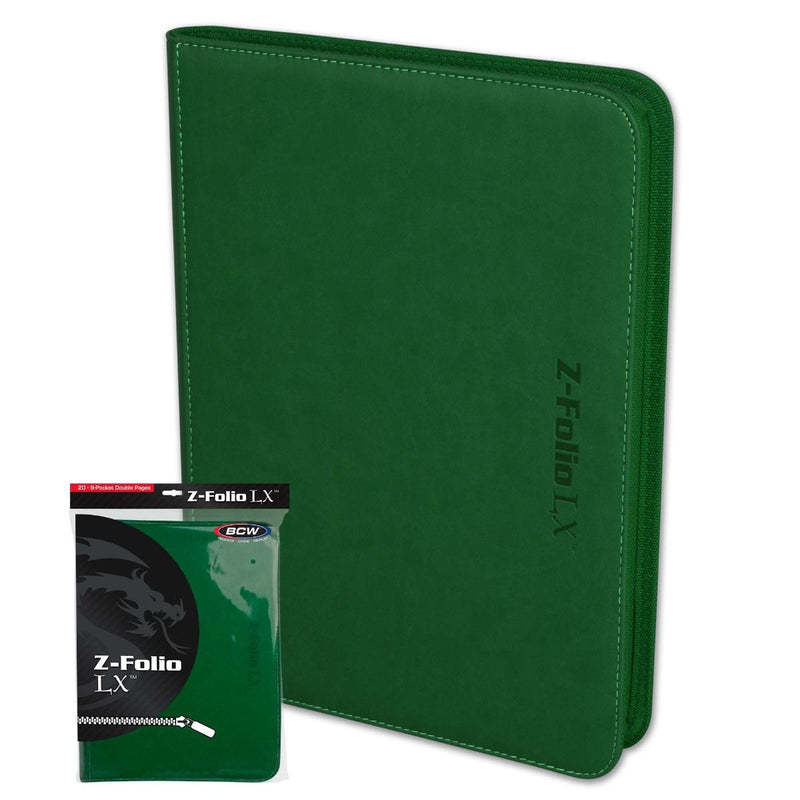 BCW: 9 Pocket Z-Folio LX Zipper Binder - Green