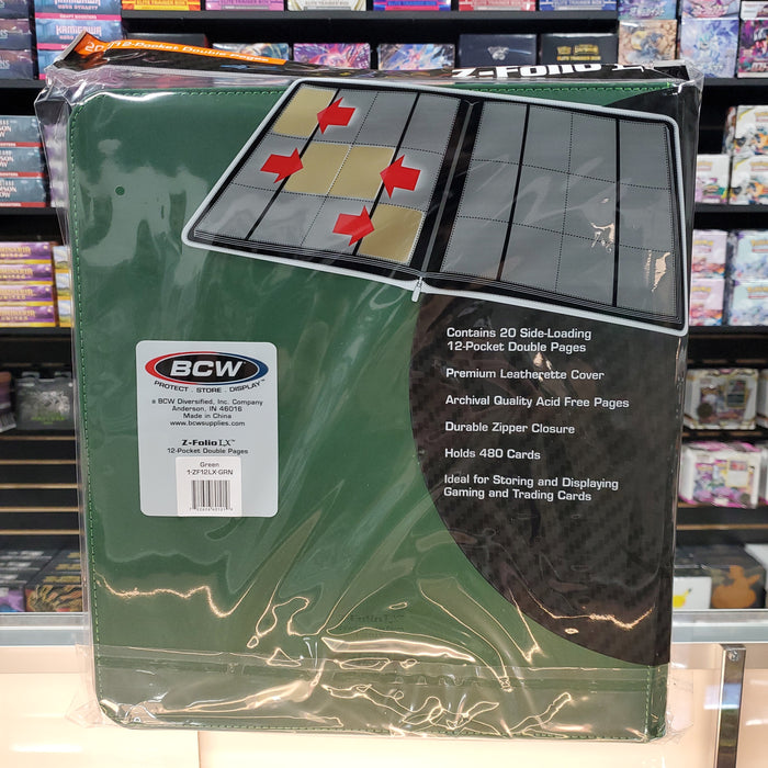 BCW: 12 Pocket Z-Folio LX Zipper Binder (Green)