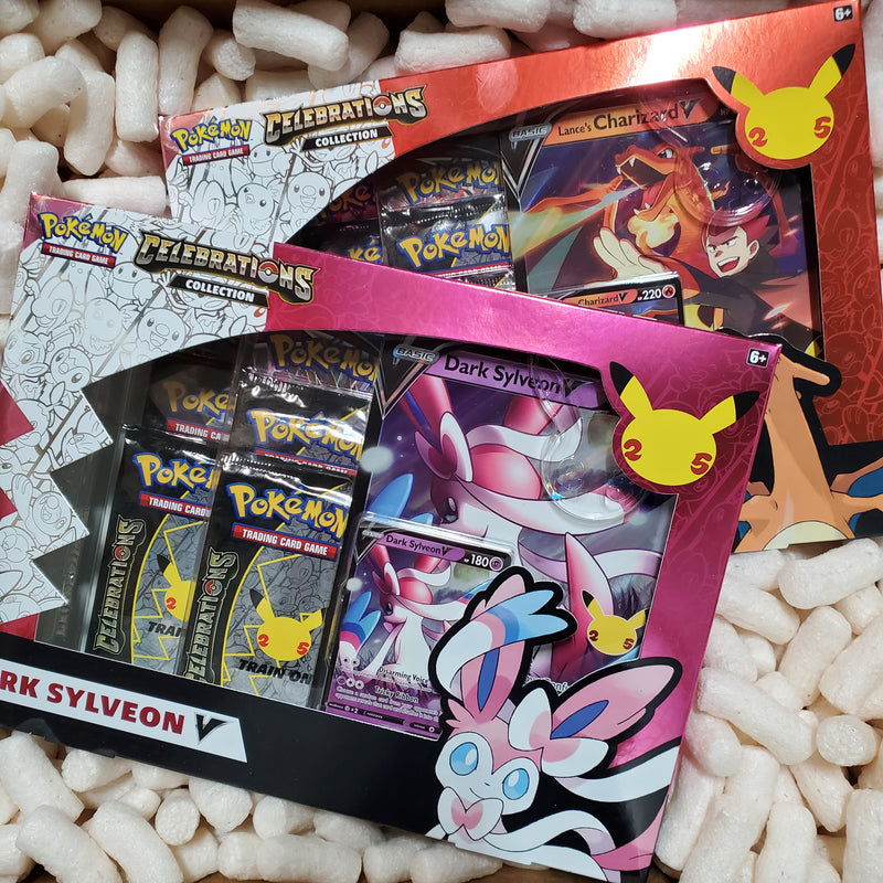 Pokémon TCG: Celebrations - Collection (Lance’s Charizard V & Dark Sylveon Bundle)