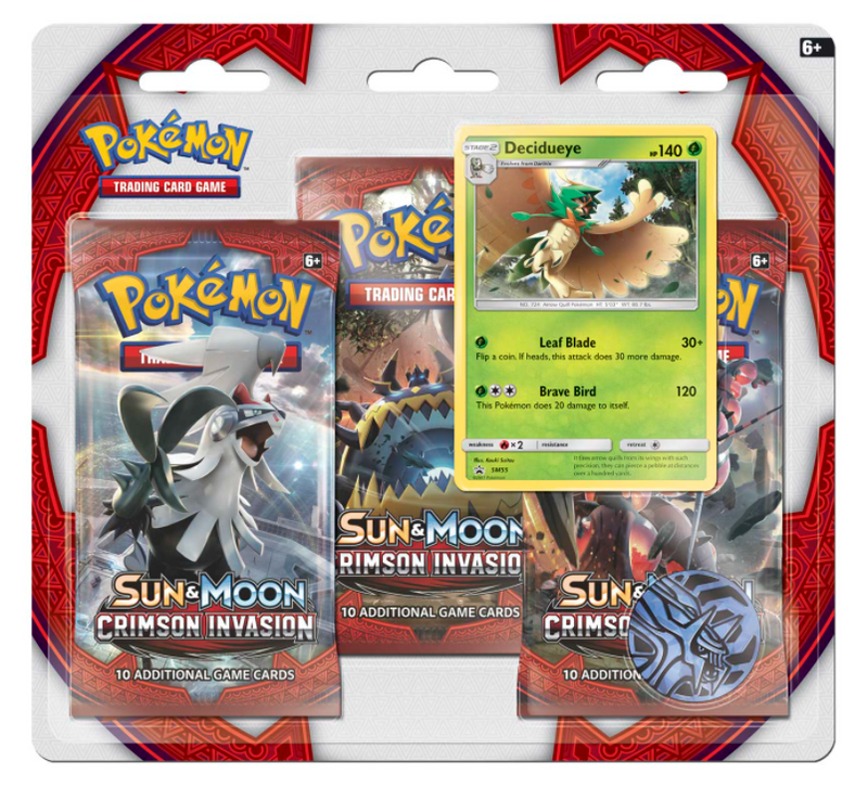 Pokémon TCG: Sun & Moon: Crimson Invasion - 3-Pack Blister (Decidueye)