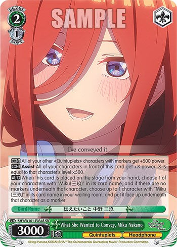 What She Wanted to Convey, Miku Nakano (5HY/W101-E034S SR) [The Quintessential Quintuplets Movie]