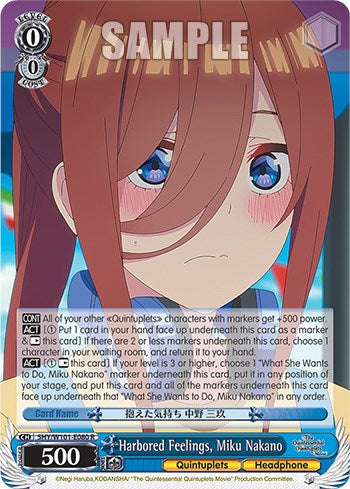 Harbored Feelings, Miku Nakano (5HY/W101-E080 R) [The Quintessential Quintuplets Movie]