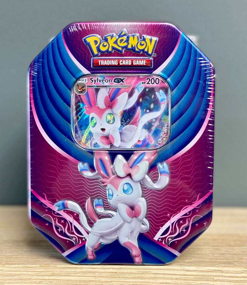 Pokémon TCG: Evolution Celebration Tin (Leafeon-GX) and 1 of 6